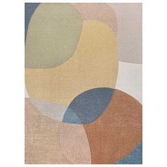 Pebble Geometric Contemporary Machine-washable Area Rug