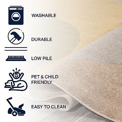 Pebble Geometric Contemporary Machine-washable Area Rug