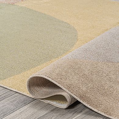 Pebble Geometric Contemporary Machine-washable Area Rug