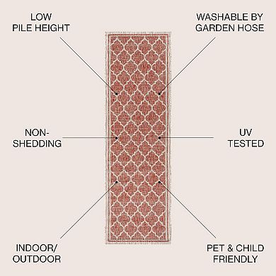Trebol Moroccan Trellis Textured Weave Indoor/Outdoor Area Rug