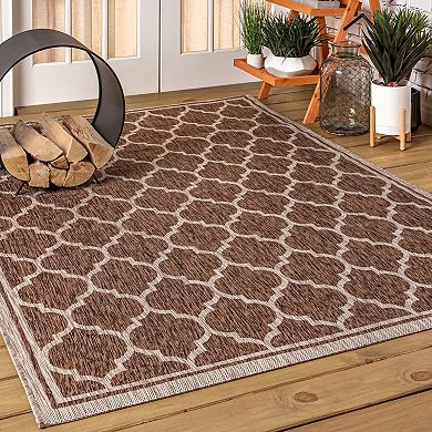 Trebol Moroccan Trellis Textured Weave Indoor/Outdoor Area Rug