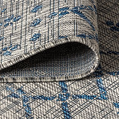 Ourika Moroccan Geometric Textured Weave Light Indoor/Outdoor Area Rug