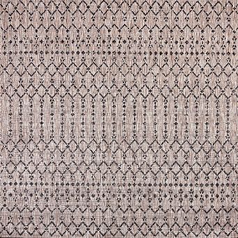 Ourika Moroccan Geometric Textured Weave Light Indoor/Outdoor Area Rug