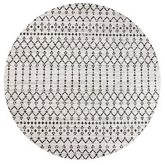 Ourika Moroccan Geometric Textured Weave Light Indoor/Outdoor Area Rug