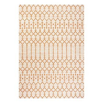 Ourika Moroccan Geometric Textured Weave Light Indoor/Outdoor Area Rug