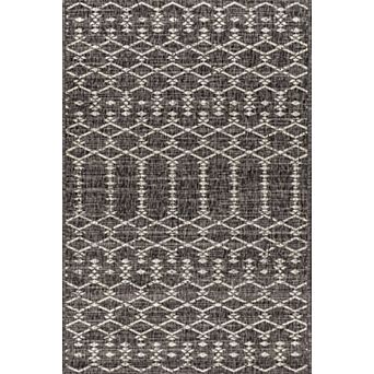 Ourika Moroccan Geometric Textured Weave Light Indoor/Outdoor Area Rug