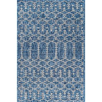 Ourika Moroccan Geometric Textured Weave Light Indoor/Outdoor Area Rug
