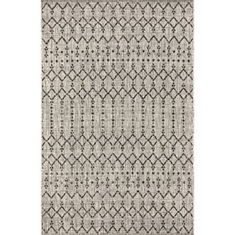 Ourika Moroccan Geometric Textured Weave Light Indoor/Outdoor Area Rug