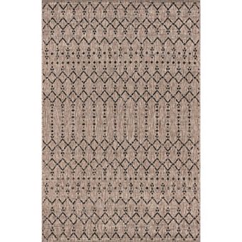 Ourika Moroccan Geometric Textured Weave Light Indoor/Outdoor Area Rug