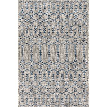 Ourika Moroccan Geometric Textured Weave Light Indoor/Outdoor Area Rug