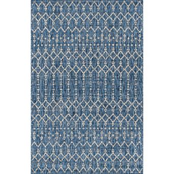 Ourika Moroccan Geometric Textured Weave Light Indoor/Outdoor Area Rug
