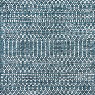 Ourika Moroccan Geometric Textured Weave Light Indoor/Outdoor Area Rug