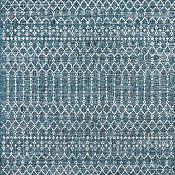 Ourika Moroccan Geometric Textured Weave Light Indoor/Outdoor Area Rug
