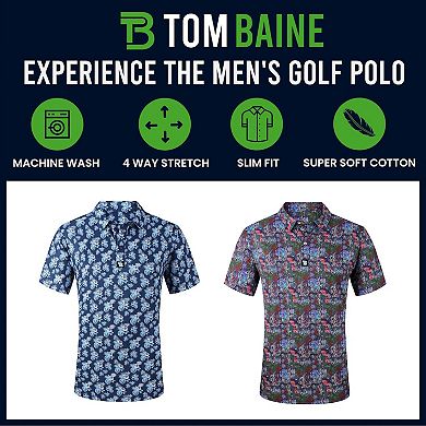 Tom Baine Men's Performance Four-way Stretch Golf Polo