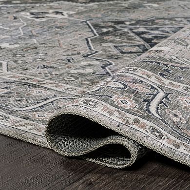 Alacati Ogee Medallion Machine-washable Area Rug