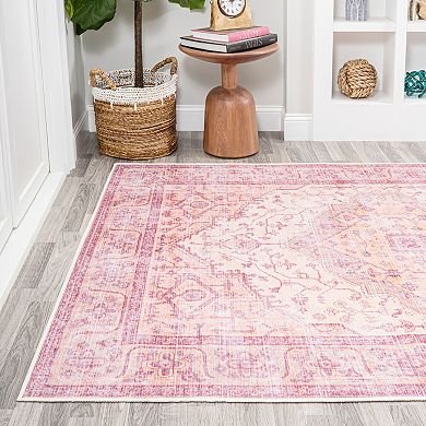 Alacati Ogee Medallion Washable Indoor/outdoor Area Rug