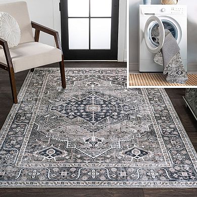 Alacati Ogee Medallion Machine-washable Area Rug