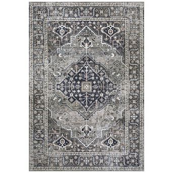 Alacati Ogee Medallion Washable Indoor/outdoor Area Rug
