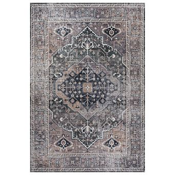 Alacati Ogee Medallion Washable Indoor/outdoor Area Rug