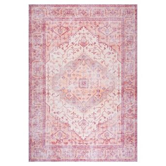 Alacati Ogee Medallion Washable Indoor/outdoor Area Rug