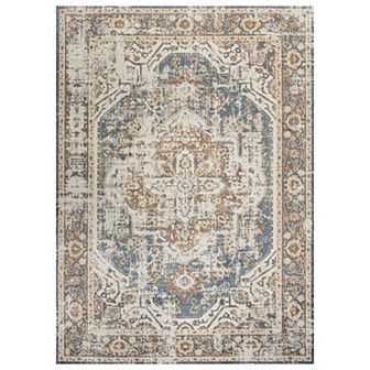 Keesha Bold Distressed Medallion Low-pile Machine-washable Runner Rug