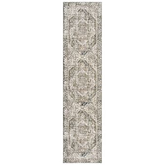Keesha Bold Distressed Medallion Low-pile Machine-washable Runner Rug