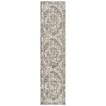 Keesha Bold Distressed Medallion Low-pile Machine-washable Runner Rug