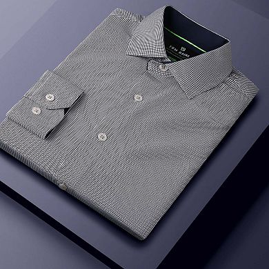 Tom Baine Slim Fit Performance Long Sleeve Mini Plaid Button Down