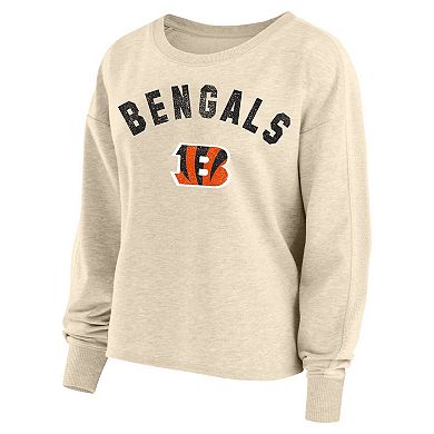 Women's Fanatics Branded Joe Burrow Oatmeal Cincinnati Bengals Plus Size Name & Number Crew Pullover Sweatshirt