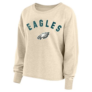Women's Fanatics Branded Jalen Hurts Oatmeal Philadelphia Eagles Plus Size Name & Number Crew Pullover Sweatshirt