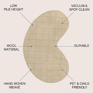 Bean Modern Plaid Grid Handwoven Wool Area Rug