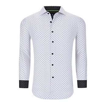 Tom Baine Slim Fit Performance Long Sleeve Geometric Button Down