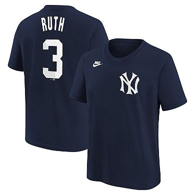 Youth Nike Babe Ruth Navy New York Yankees Cooperstown Collection Name & Number T-Shirt