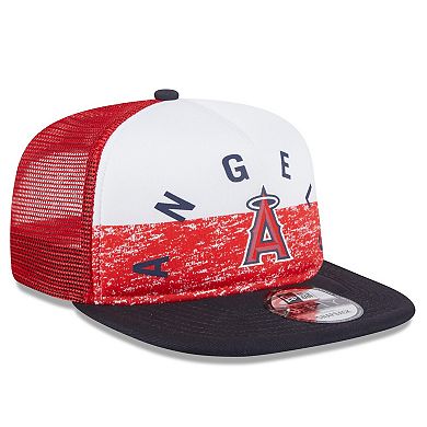 Men's New Era White/Red Los Angeles Angels Team Foam Front A-Frame Trucker 9FIFTY Snapback Hat