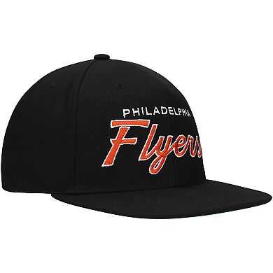 Men's Mitchell & Ness Black Philadelphia Flyers Core Team Script 2.0 Snapback Hat
