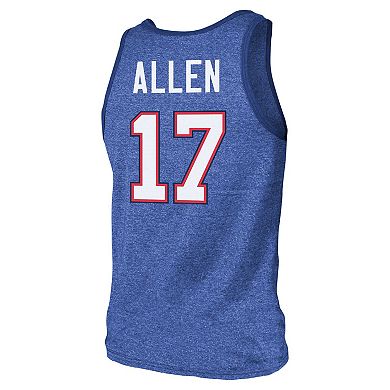 Men's Majestic Threads Josh Allen Royal Buffalo Bills Tri-Blend Player Name & Number Tank Top