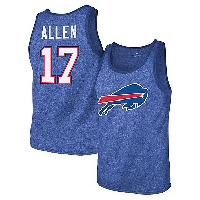 Men's Majestic Threads Josh Allen Royal Buffalo Bills Tri-Blend Player Name & Number Tank Top