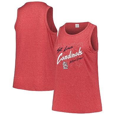 Women's Soft as a Grape Red St. Louis Cardinals Plus Size Curvy High Neck Tri-Blend Tank Top