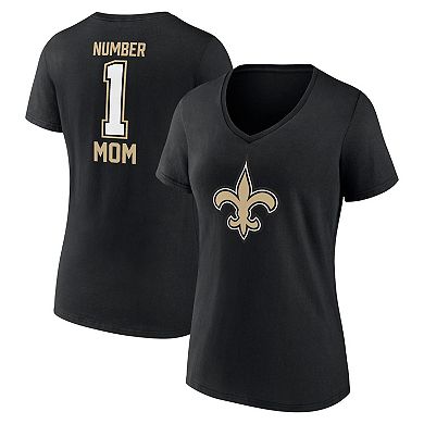 Women's Fanatics Black New Orleans Saints Mother's Day V-Neck T-Shirt