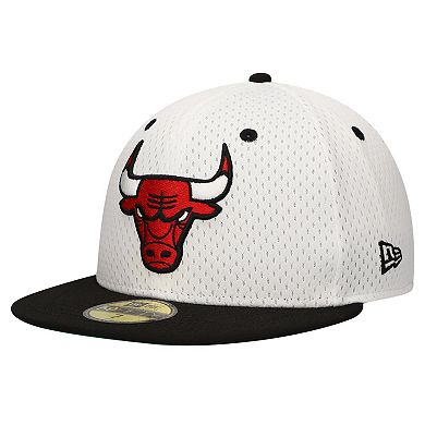 Men's New Era White/Black Chicago Bulls Throwback 2Tone 59FIFTY Fitted Hat