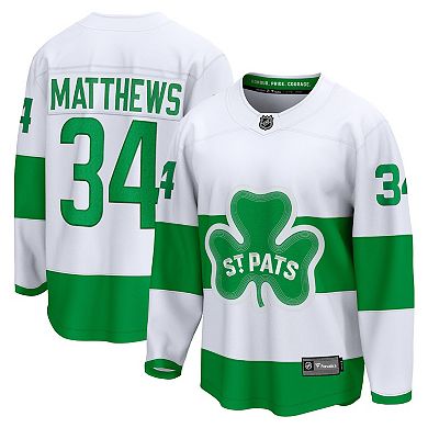 Men's Fanatics Branded Auston Matthews White Toronto Maple Leafs St. Patricks Alternate Premier Breakaway Player Jersey