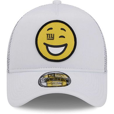 Men's New Era White New York Giants Happy A-Frame Trucker 9FORTY Snapback Hat