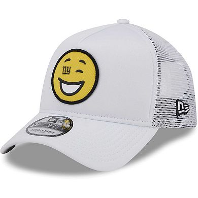 Men's New Era White New York Giants Happy A-Frame Trucker 9FORTY Snapback Hat