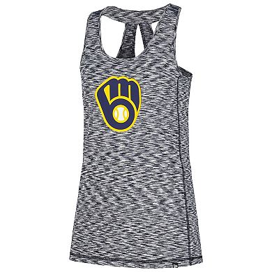Women's New Era Navy Milwaukee Brewers Space Dye Keyhole Back Tank Top