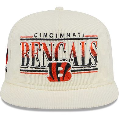 Men's New Era Cream Cincinnati Bengals Throwback Corduroy Golfer Snapback Hat