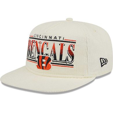 Men's New Era Cream Cincinnati Bengals Throwback Corduroy Golfer Snapback Hat