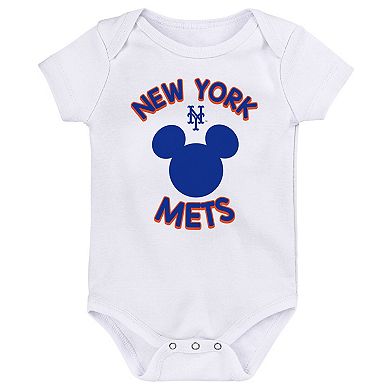Newborn & Infant Mickey Mouse New York Mets Three-Pack Winning Team Bodysuit Set