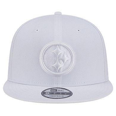 Men's New Era Pittsburgh Steelers Main White on White 9FIFTY Snapback Hat