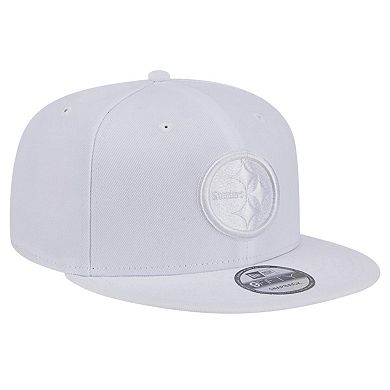 Men's New Era Pittsburgh Steelers Main White on White 9FIFTY Snapback Hat