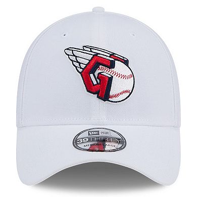 Men's New Era White Cleveland Guardians Evergreen 39THIRTY Flex Hat